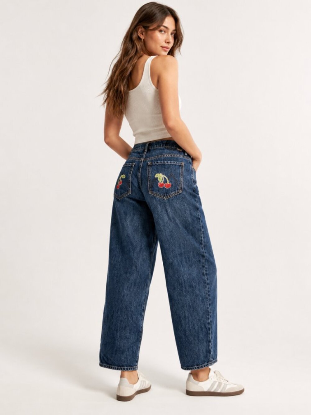 HTF MOTHER Ditcher Zip Crop Boogie Down Cherry Embroidered Jeans Quiet Luxury 29